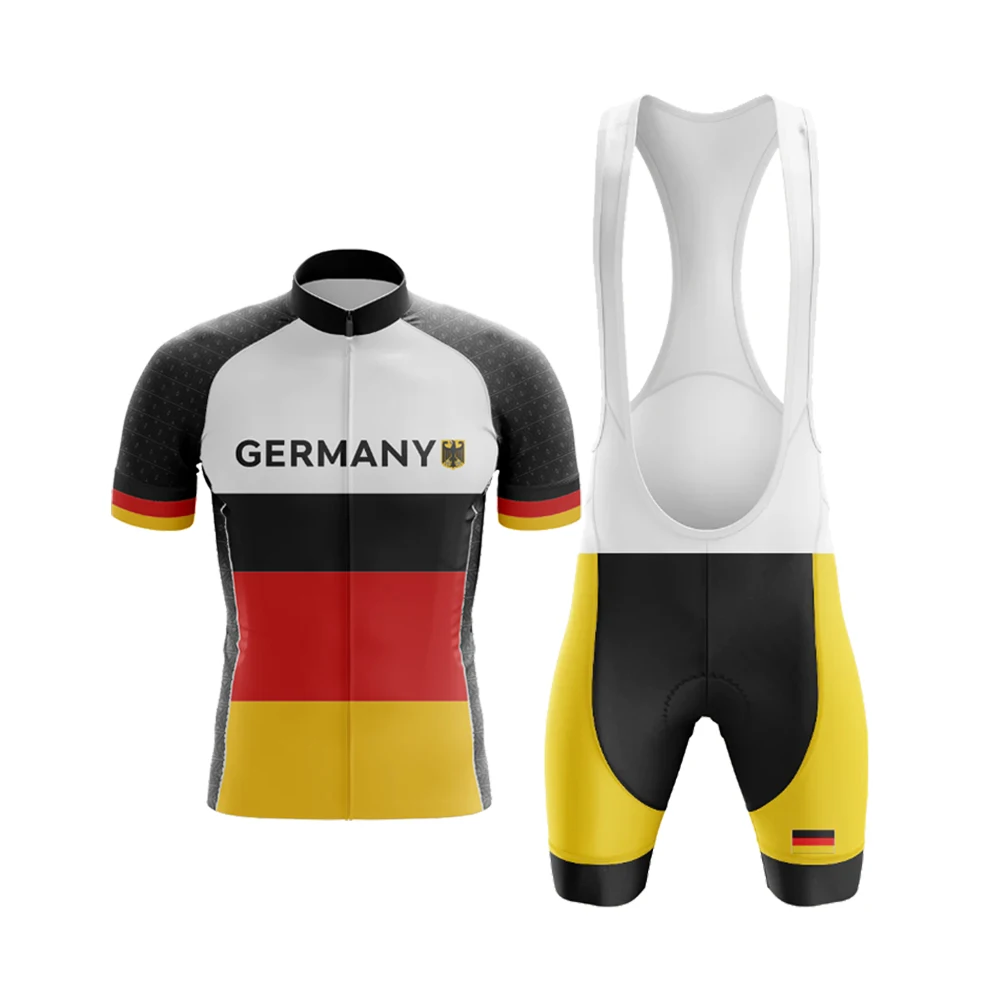 Hot Retro Germany Men's Cycling Jersey Set Short Sleeve Mountain Bicycle Racing Clothes