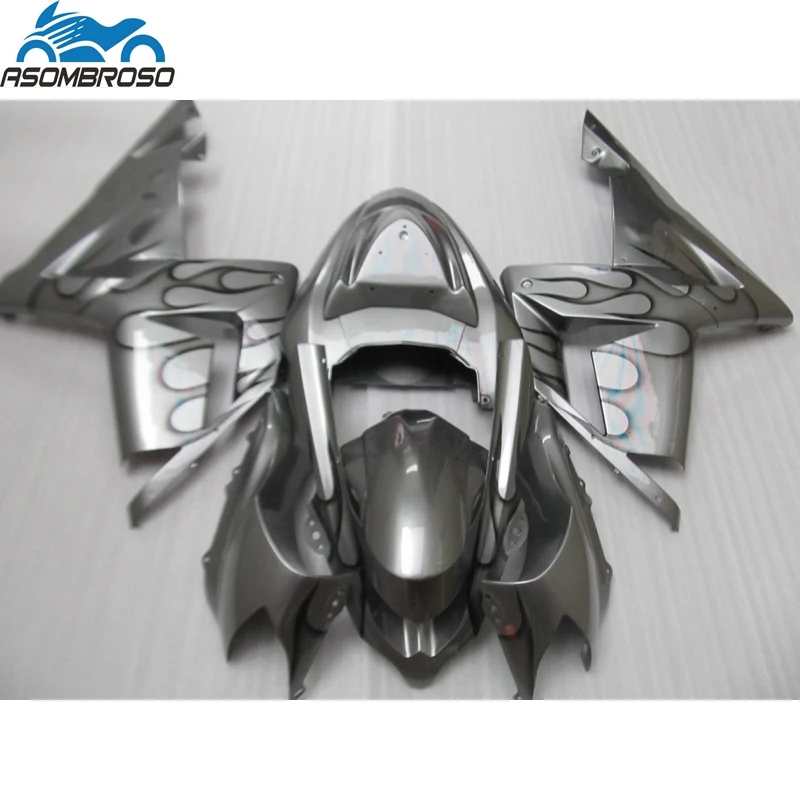 

Детали кузова мотоцикла Black Flames Silver для Kawasaki Ninja ZX10R, комплект обтекателей 2004-2005, комплект пластиковых обтекателей zx10r 04 05 BJ10