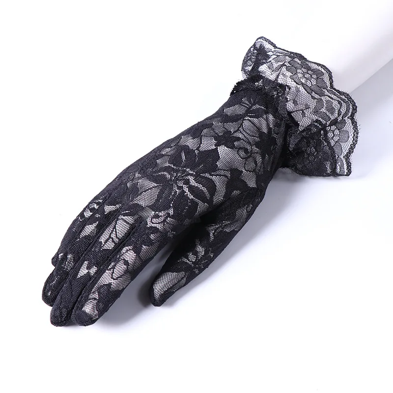 Gloves Black Lace Floral Thin Retro Elegant Sexy Cheongsam Accessory Spring Autumn Sun Protection Women Lightweight Breathable