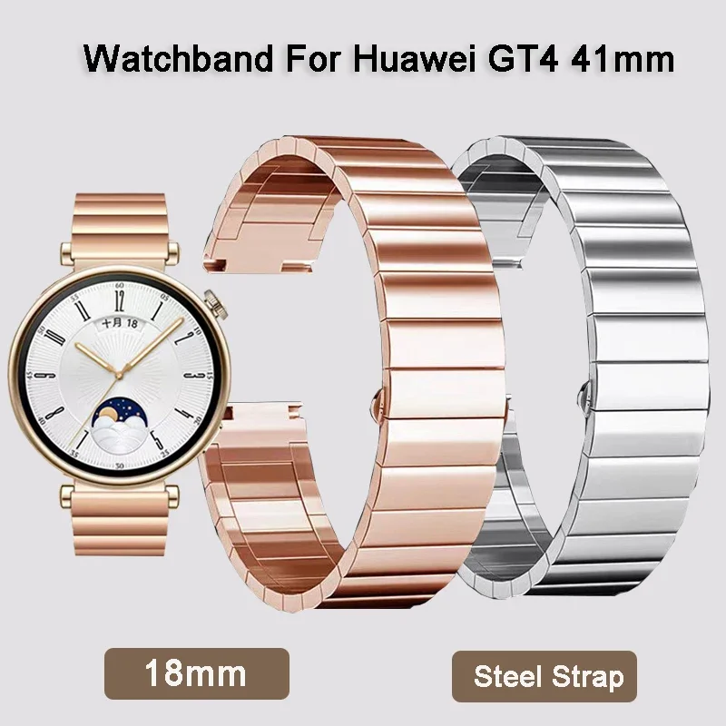 18mm Stainless Steel Strap for HUAWEI WATCH GT4 41mm Metal Wristband Bracelet for GT 4 41mm Original Same Watchband with Box tandorio 200m diver automatic watch for men pvd case 41mm dial date nh35 movement ceramic bezel steel or rubber strap