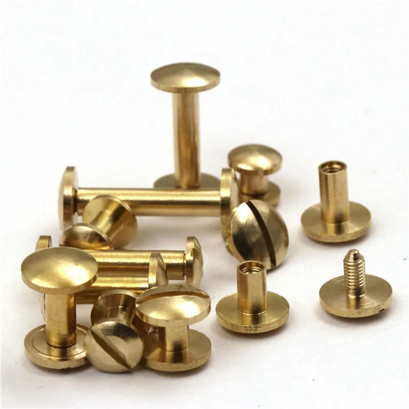 8*4/5/6/7/8/10/12/15/20mm Double Arc Wallet Bag Brass Belt Screw Rivet DIY Handmade Fastener Chicago Hardware Leather Craft Part