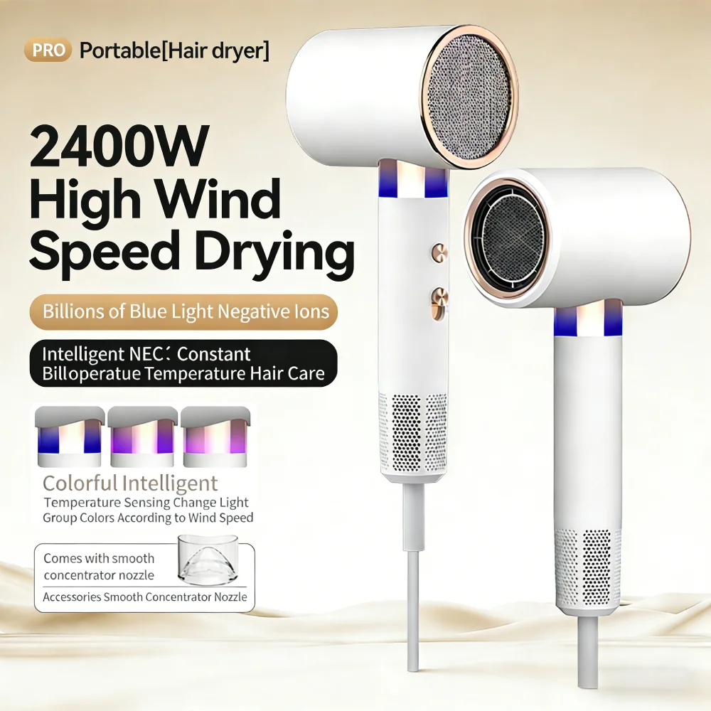 

НОВЫЙ Профессиональный фен для волос 2400 Вт с функцией горячего/холодного воздуха, технологией отрицательных ионов, высокой мощностью, бесшумной работой и постоянной температурой