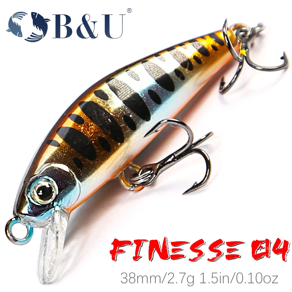 

B&U Minnow 38mm Sinking Floating Mini Wobbler Fishing Lure Artificial Hard Bait Trout Crankbait Fishing Tackle