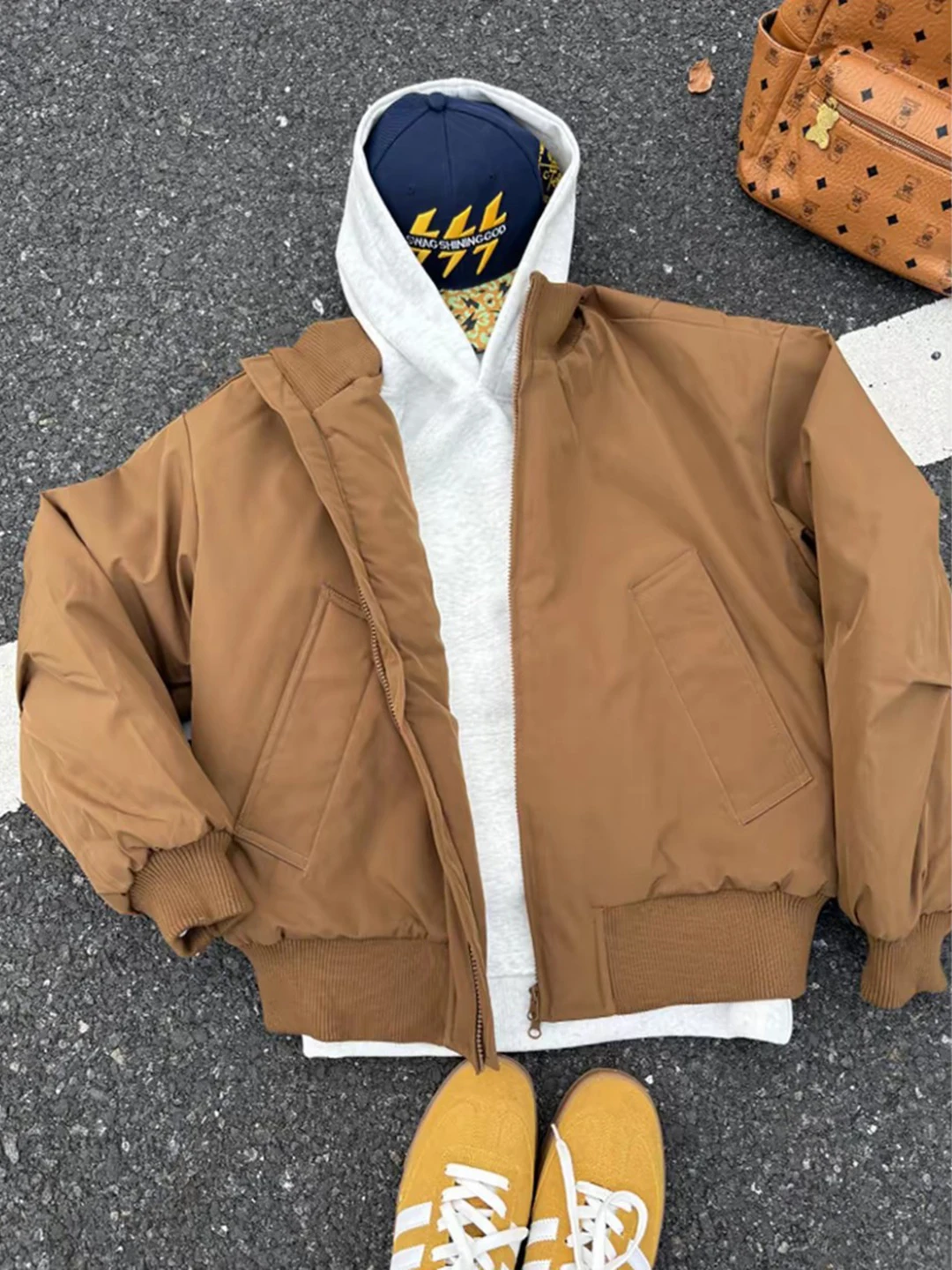 

Cleanfit Thiened Warmth Bomber Jaet ort Flight Cotton Coat Men's Winter American Sle Casual Hooded Long Sve Coat