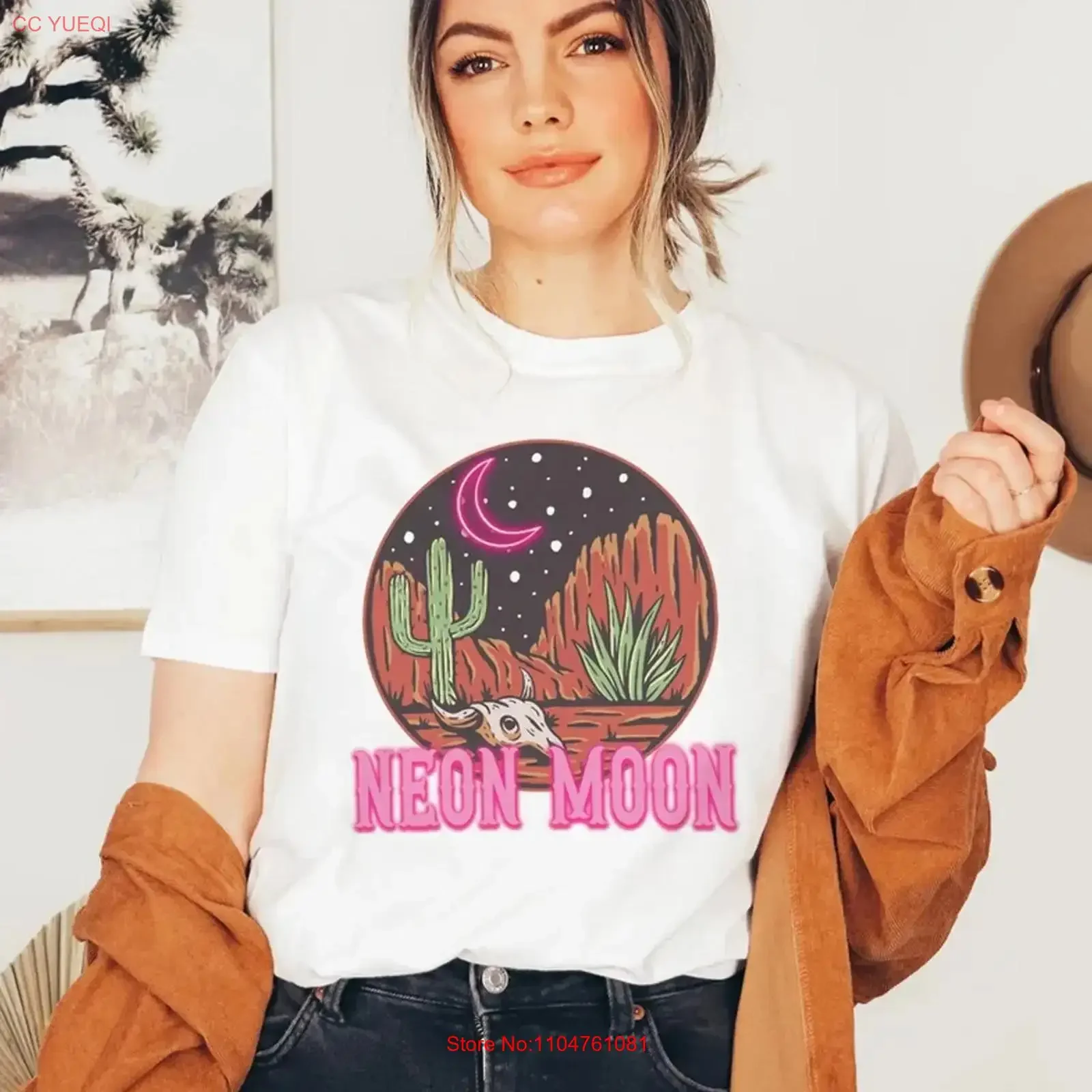 Neon Moon T Shirt Classic Country Music Cowgirl vintage Washed homme Slightly Unisex Breathable Stylish streetwear graphic