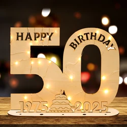 Wooden Decorative LED Light Up Number Letters Birthday Party Decor Adults 18th 30th 40th 50th Birthday Party Supplies Favors