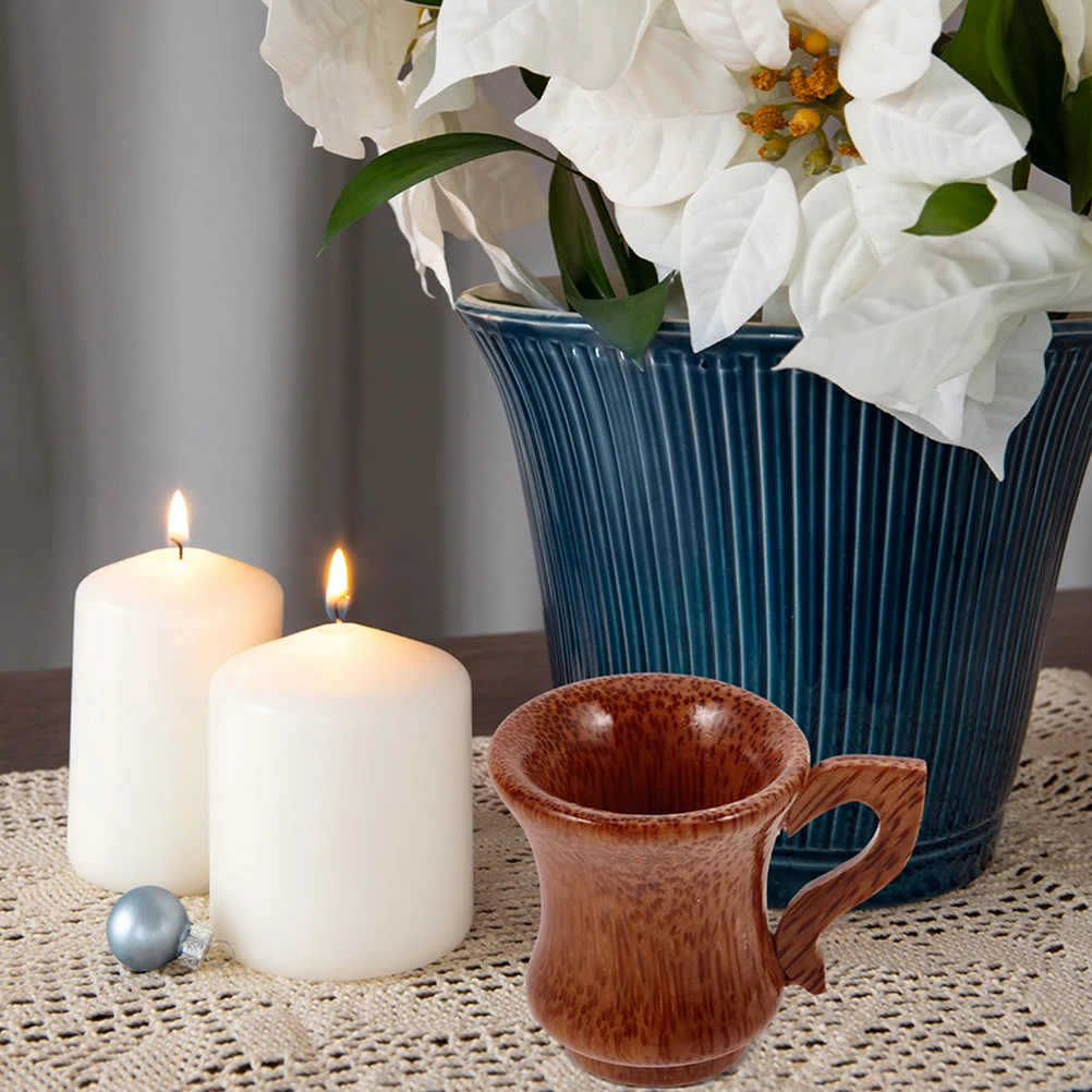 

2 pcs Wooden Glasses Coconut Shatterproof Beer Mugs Beverage Home Office Natural Material Unique Grain Patterns Elegant