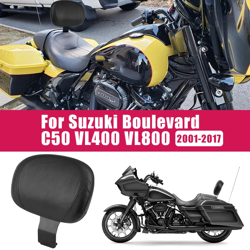 Motorcycle Driver Rear Backrest For Suzuki Intruder C50 Boulevard Volusia VL400/800 2001-2017 PU Leather Seat Backrest
