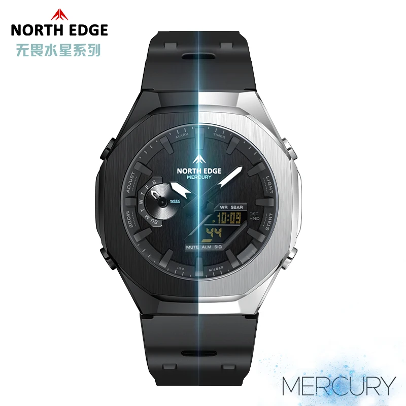 

NORTH EDGE MERCURY мужские военные часы цифровые спортивные часы мировое время светодиодные наручные часы мужские водонепроницаемые 50 м