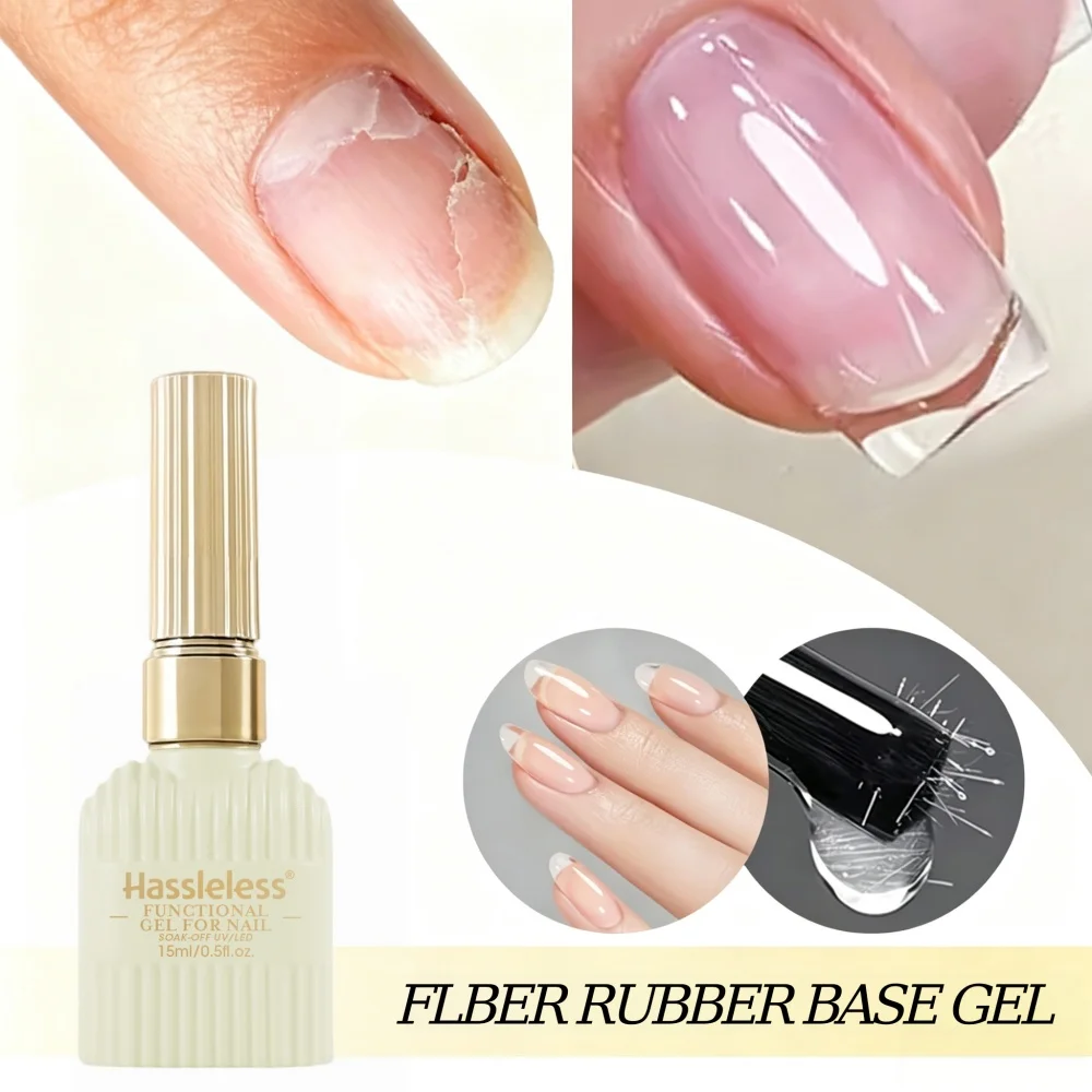 Hassleless 15ml Fiber Rubber Base Gel Soak Off UV LED Nail Gel For Broken Nail Repair
