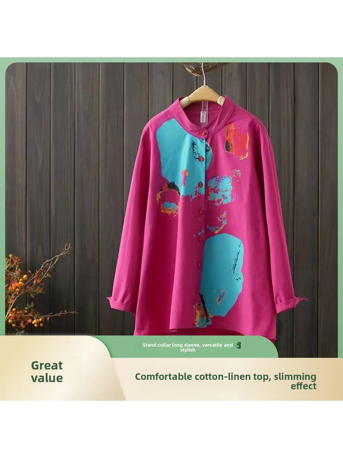 فضفاضة تناسب طويلة Sve القطن الكتان irt العلامة التجارية الملابس النسائية مصممة التخسيس منتصف طول الوقوف طوق Busin عادية