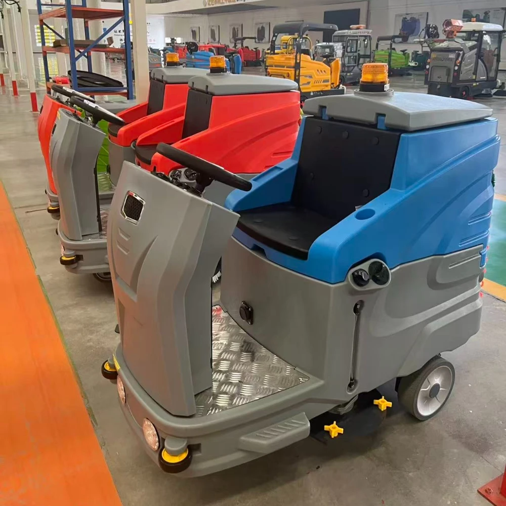 Large Capacity Ride On Floor Scrubber Electric Integrated Wash Dry Machine For Warehouse Supermarket Parking Lot