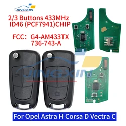 Jingxin Remote Car Key 433MHZ PCF7941/7946CHIP For Opel key /Vauxhall key Astra Key Zafira Key Corsa Key Vectra C Key 736-743-A