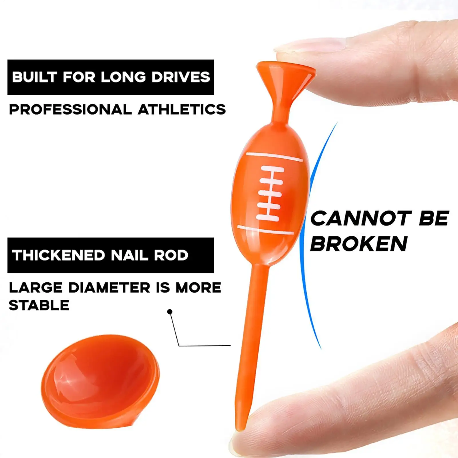 Golf Tees 10 Piece Football-Shaped Multi-colored Training Gear Professional Golf Tees For Enhanced Durability & Stability