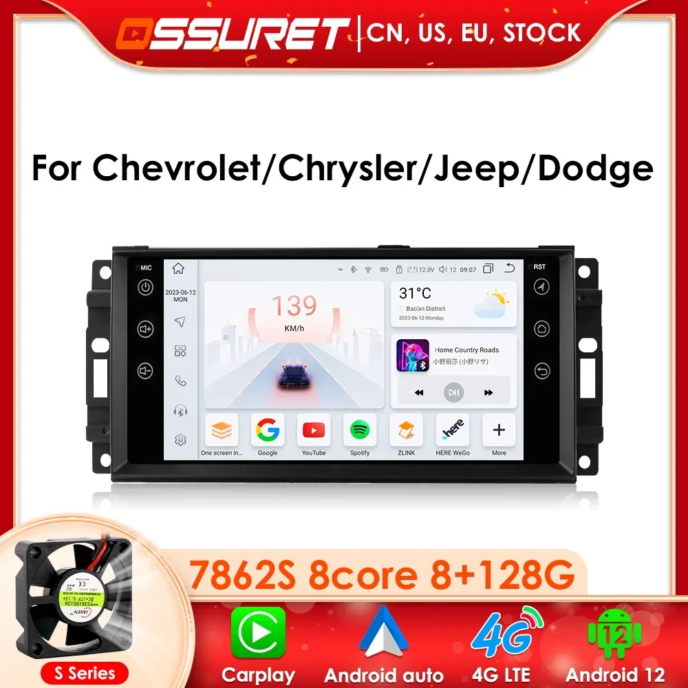 

8G+128G Car Android autoradio 2din For Jeep Cherokee Chevrolet Chrysler Compass Wrangler Dodge Journey Avenger Radio Stereo DSP