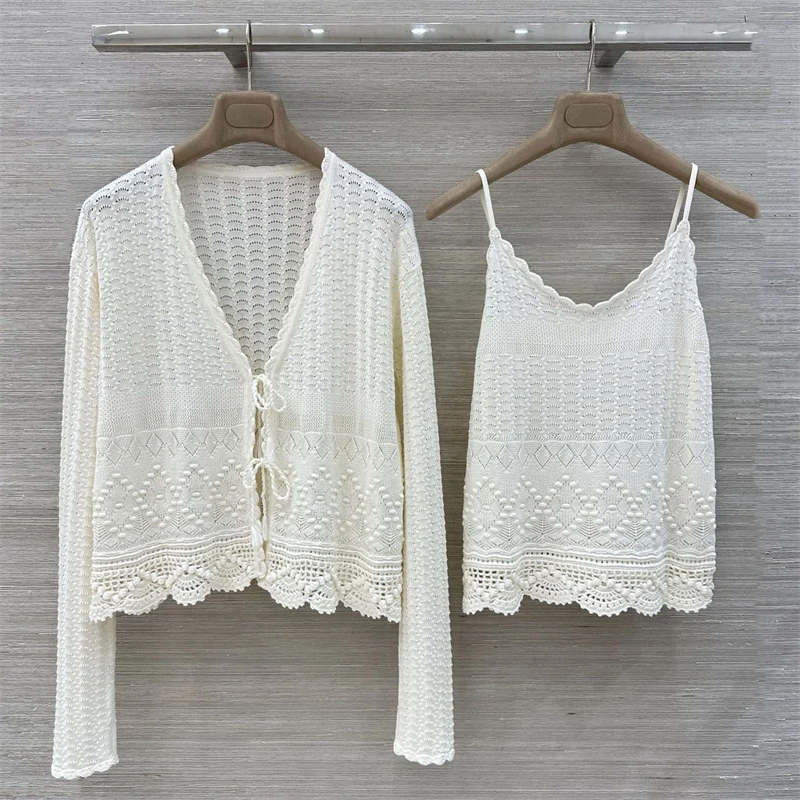 

High-quality summerNew style openwork three-dimensionalCrochet knitted cardigan women's fashionable casual silk cotton yarn coat