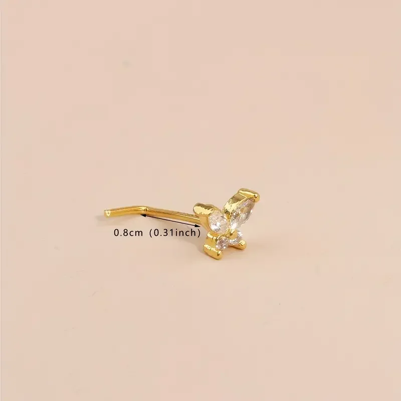 1pc Simple Mini ButterflyL-Shaped Nose Stud Nail Ring Simple Zinc Alloy Nose Piercing Jewelry