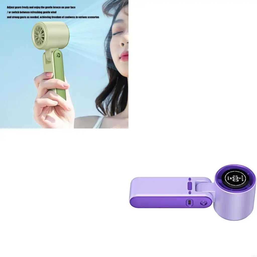 

Portable Handheld Fan 100 Speed Mini Cooling Desk Fan Quiet Handheld Fan with Digital Display USB Rechargeable Table Fan