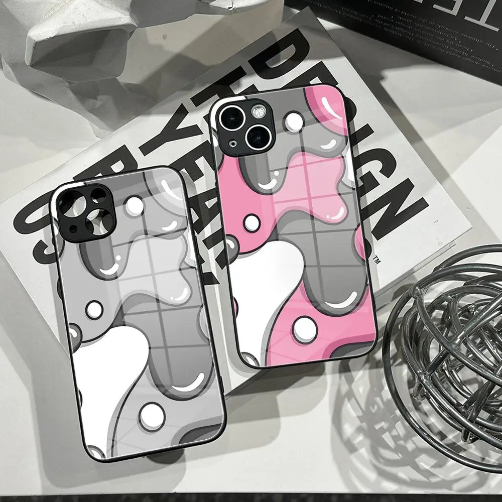 Water Drop Milk Foam Pattern Phone Case Tempered Glass Shell FOR IPhone 16ProMAX 14 12 17Pro Air 15 16 Plus 13 Pro MAX Cover