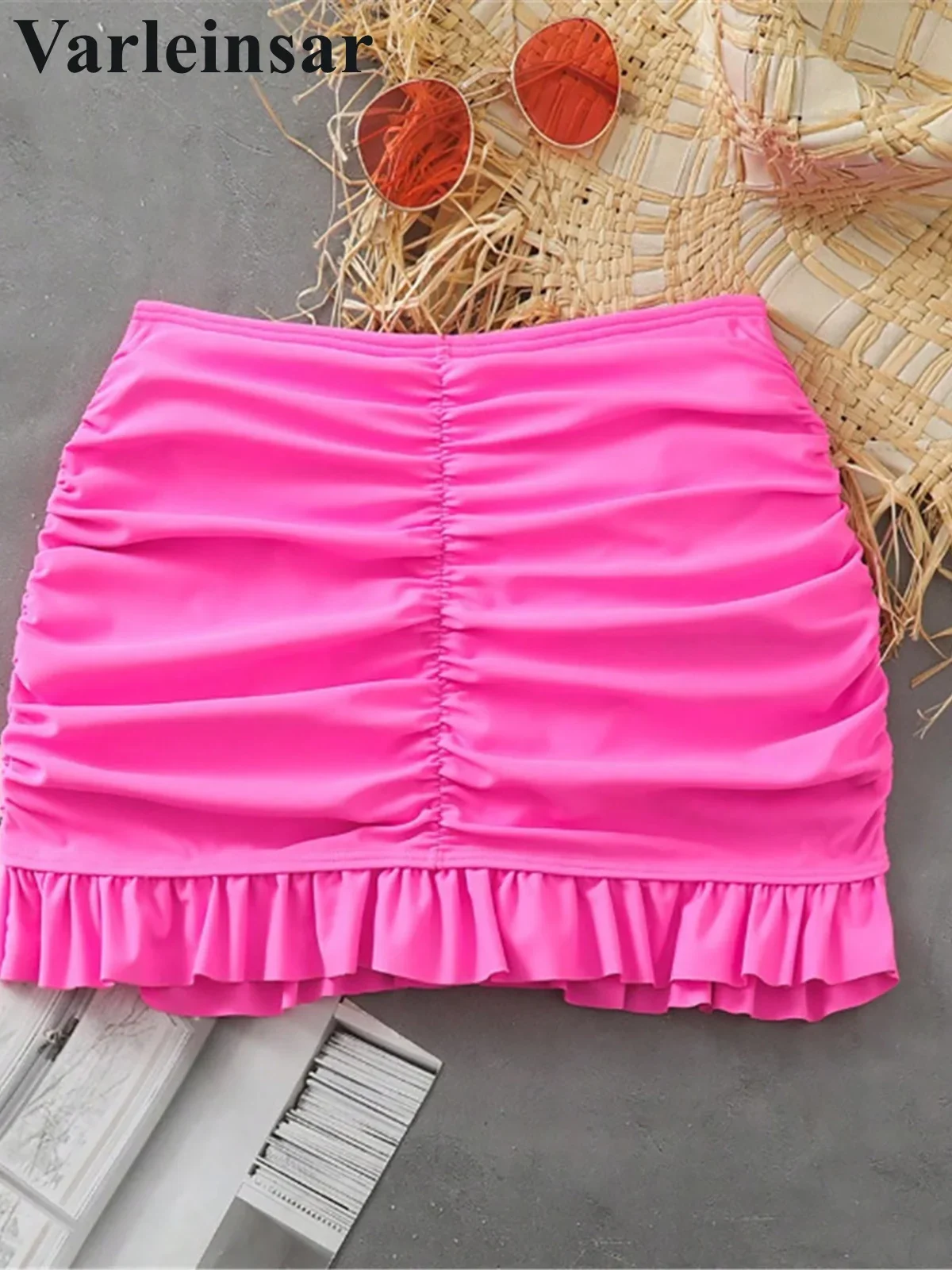 

S - XL Пляжная юбка с рюшами, пляжная одежда, бикини с ягодицами, плавки, женские купальники, женские трусики, нижнее белье V6781