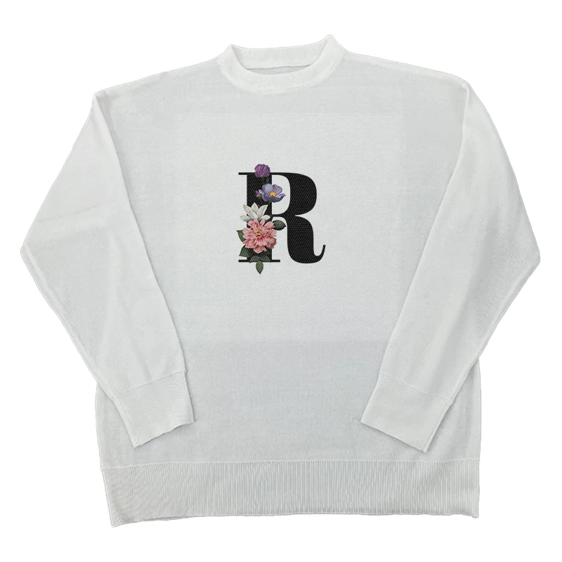 

Women's Knitted Round Neck Pullover Sweater Fashion 26 Letters Printed Long Sleeve Shirt Warm Pullover Casual Bottoming Shirt