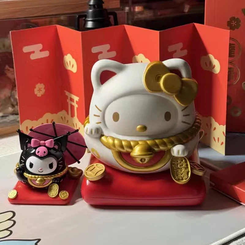 Genuine Sanrio Lucky Meow Tumbler Series Dharma Blind Box Trend Toy Room Mini Decoration PVC Collection Toy Birthday Gift