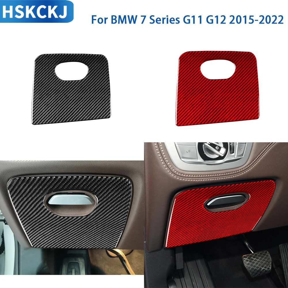 

For BMW 7 Series G11 G12 2015-2022 Accessories Real Soft Carbon Fiber Car Driver's Storage Box Panel Cover Trim Sticker