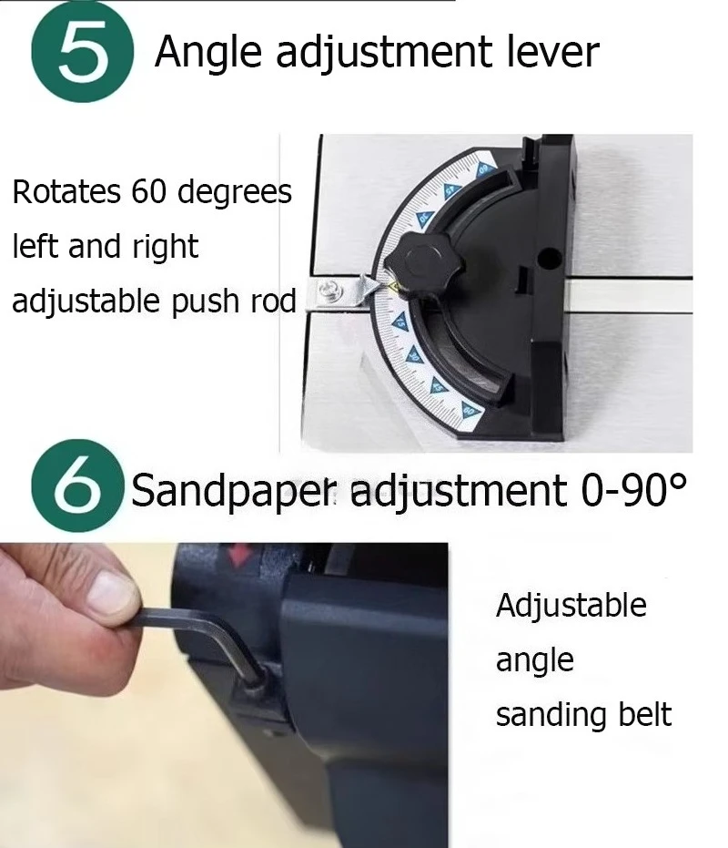 Lijadora de madera de sobremesa pequeña, lijadora de banda, pulidora abrasiva eléctrica de grado Industrial, adecuada para lijado de madera y Metal