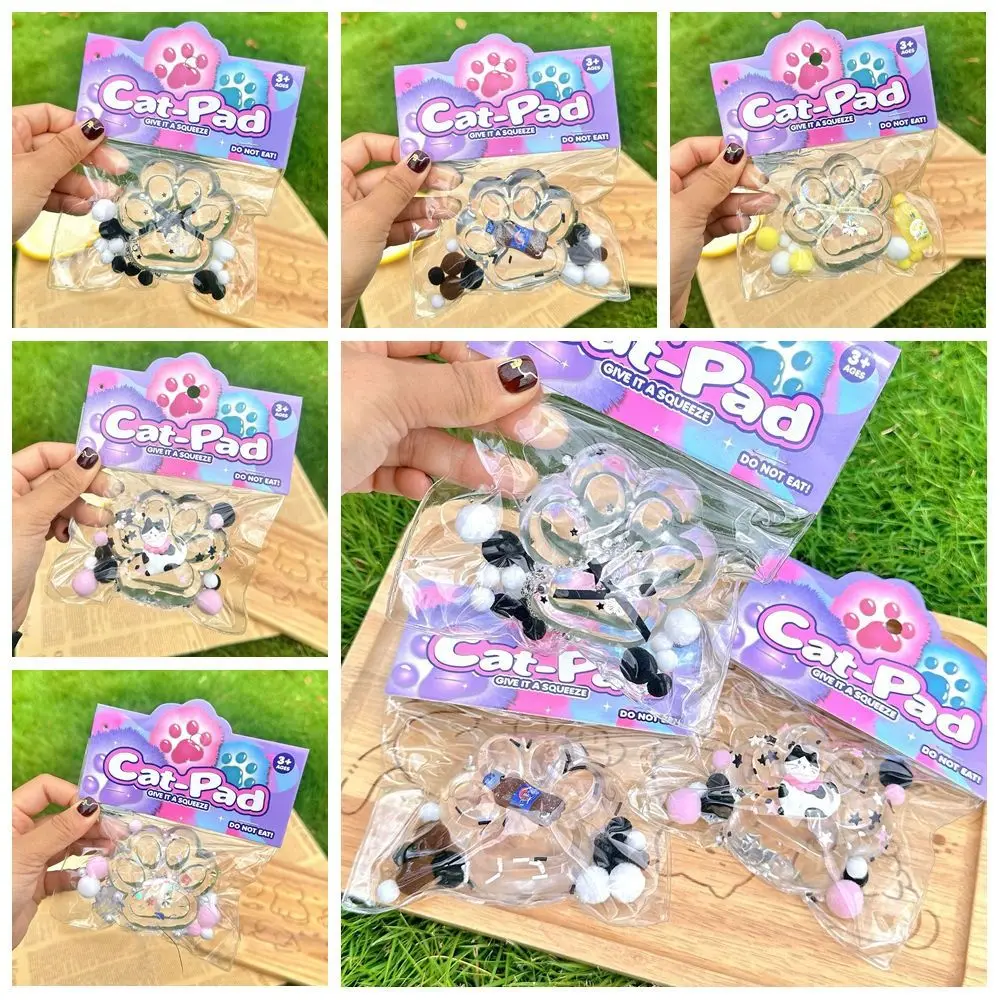 MINI TPR Cat PAW ช้า Rebound ของเล่นโปร่งใสโบว์บีบ Cat PAW Pearl น่ารัก Cat Claw Pinch ของเล่นตกแต่ง