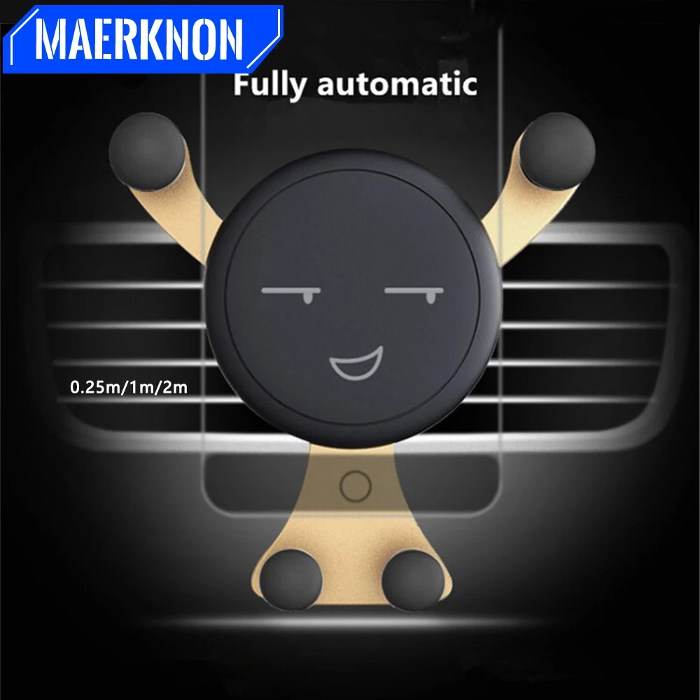 

Gravity Car Phone Holder For iPhone 15 Pro Max Xiaomi Samsung Air Vent Clip Smile Face Mount Mobile Cell Stand GPS