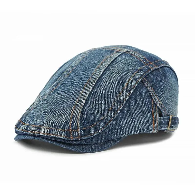 2026 Spring Summer Denim Solid Newsboy Caps Men Washed Flat Peaked Cap Women Painter Beret Hats