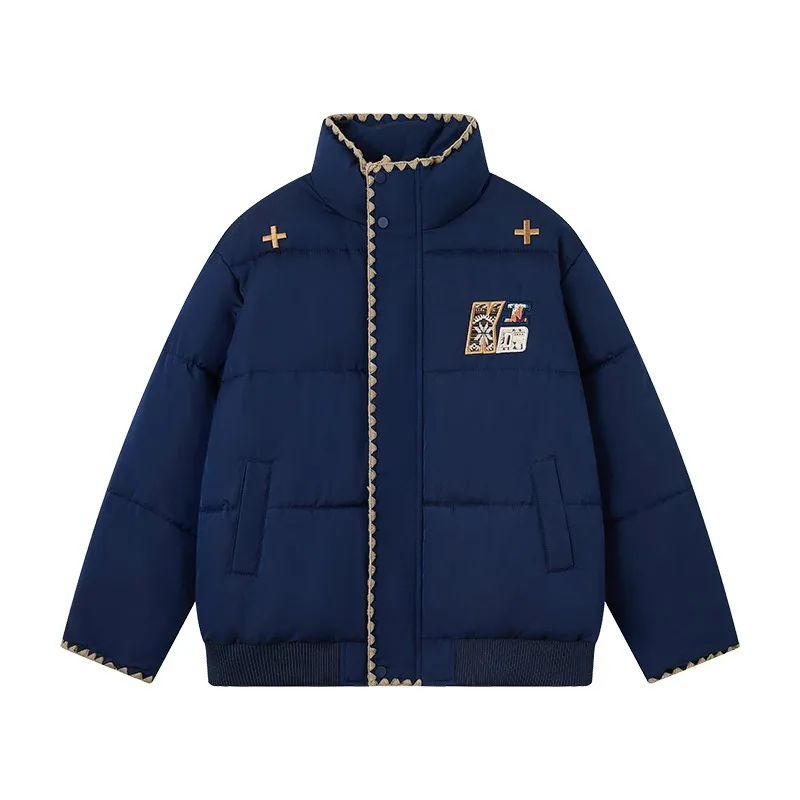 

China-Chic Fashion Design Embroidery Stand Collar Cotton Shirt Women's Winter New Style Western Style Thickened Loose Slim