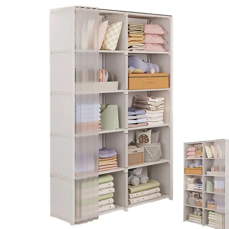 Closet Wardrobe For Small Room Heavy Duty Garment Shelf Closet Wardrobe Clothes Rack Closet Storage Organizer With Non-Woven