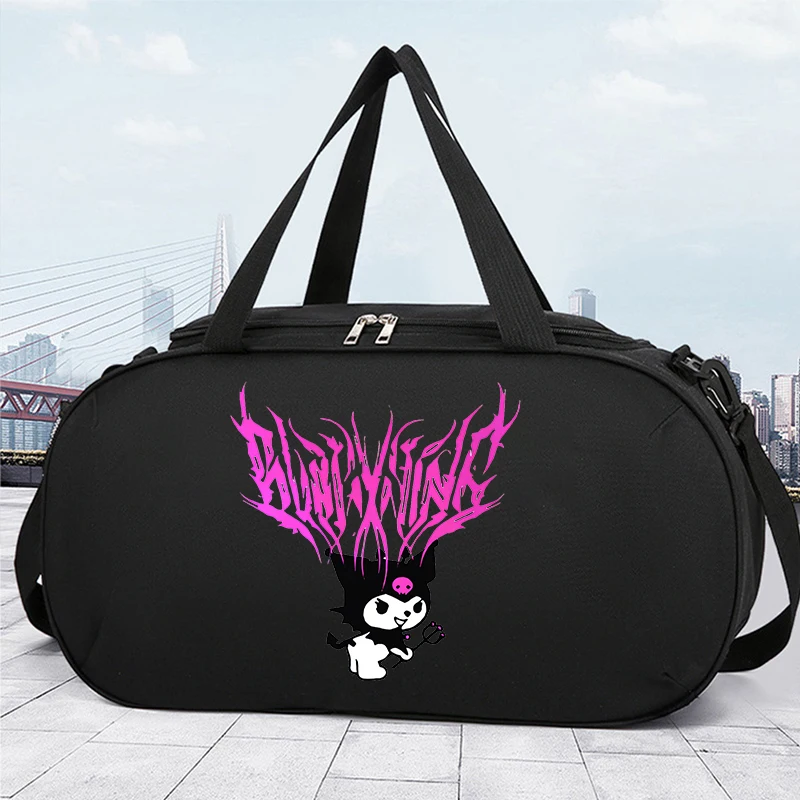 Women Outdoor Travel Bags Canvas Gym Sport Bag Hello Kitty Kuromi Design Handbag Waterproof Shoulderbag Storage Bags Fitness Men