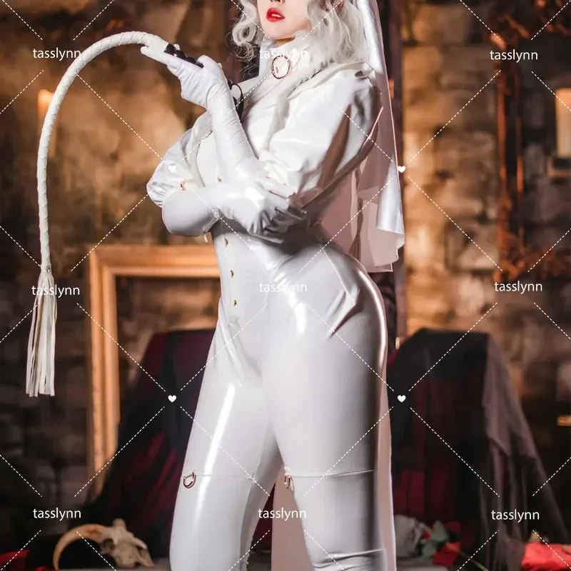 섹시한 차우비 스위트 블랙 화이트 수녀 코스프레 의상, 핫 애니메이션 코스프레 유니폼, 섹시한 소녀 다크 레인 샬롯 코스프레 코스튬