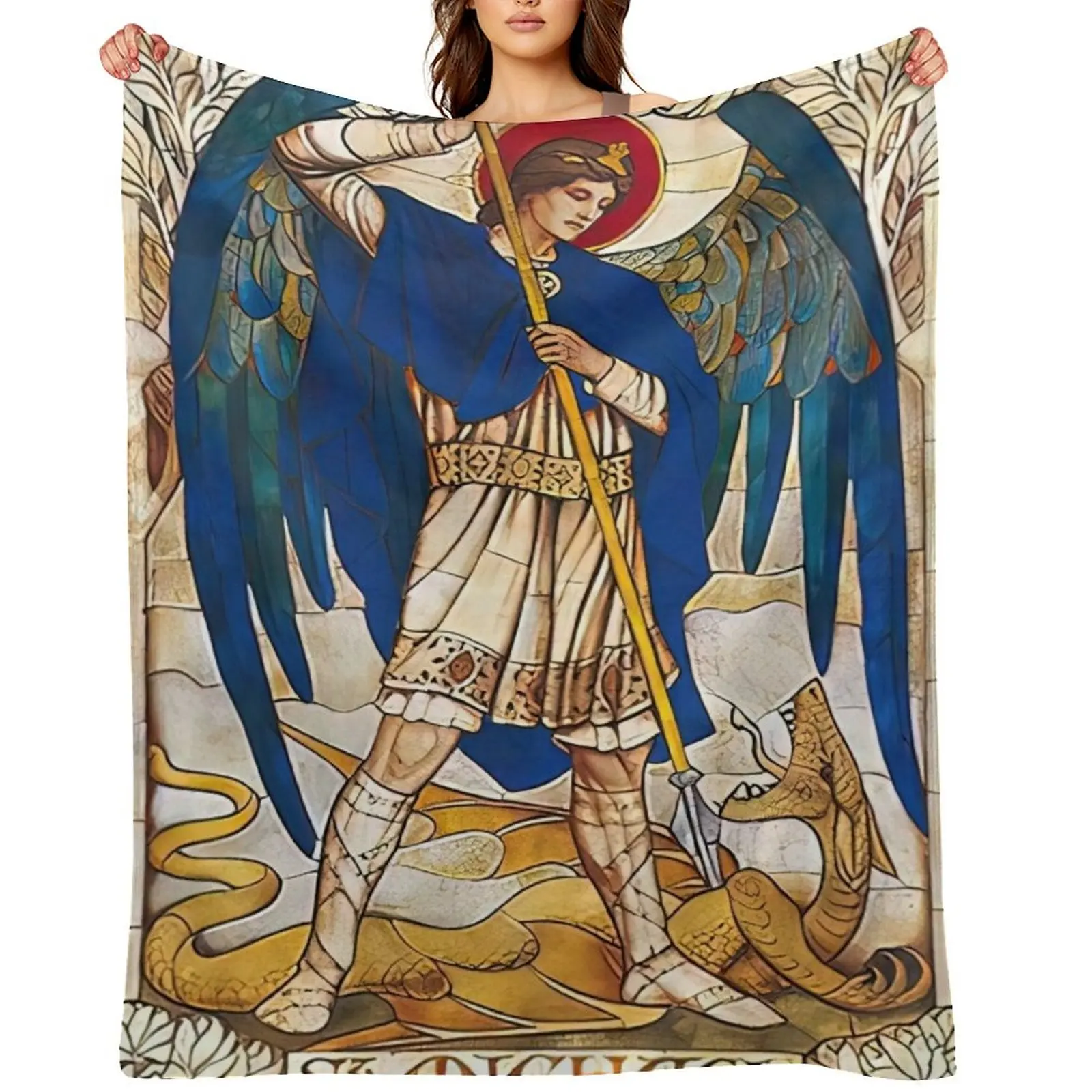 

St MIchael the Archangel Angel Saint Throw Blanket Luxury Thicken Soft Big Luxury Designer Large Blankets