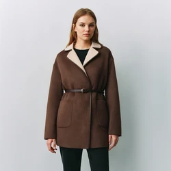 K1810X High quality 70% Australian Wool coats autumn and winter new luxury women's Clothing jacket hooded top