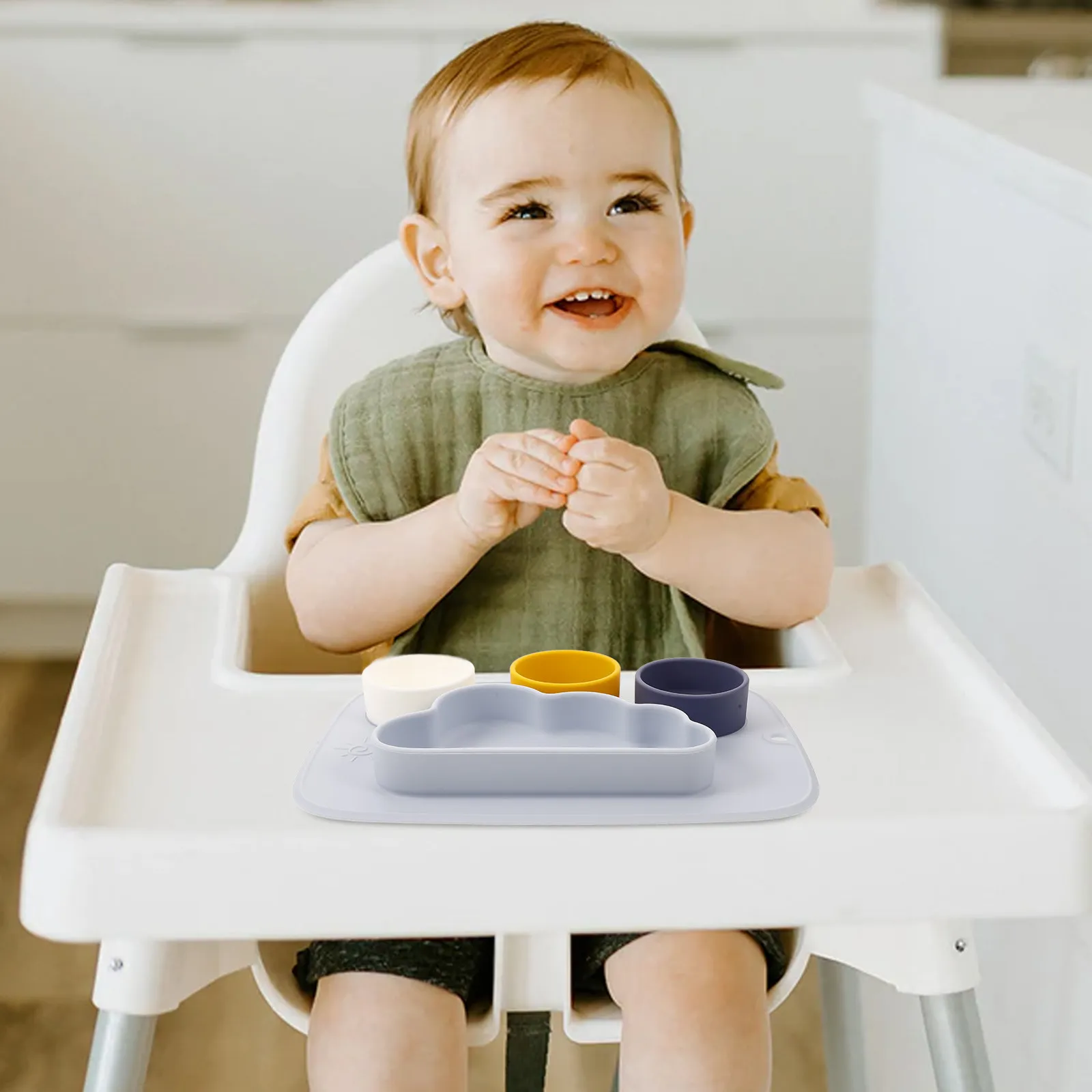 

Детская силиконовая тарелка-присоска с разделителями, нескользящая, безопасная для пищевых продуктов, для детей, подходит для микроволновой печи, посудомоечной машины и духовки