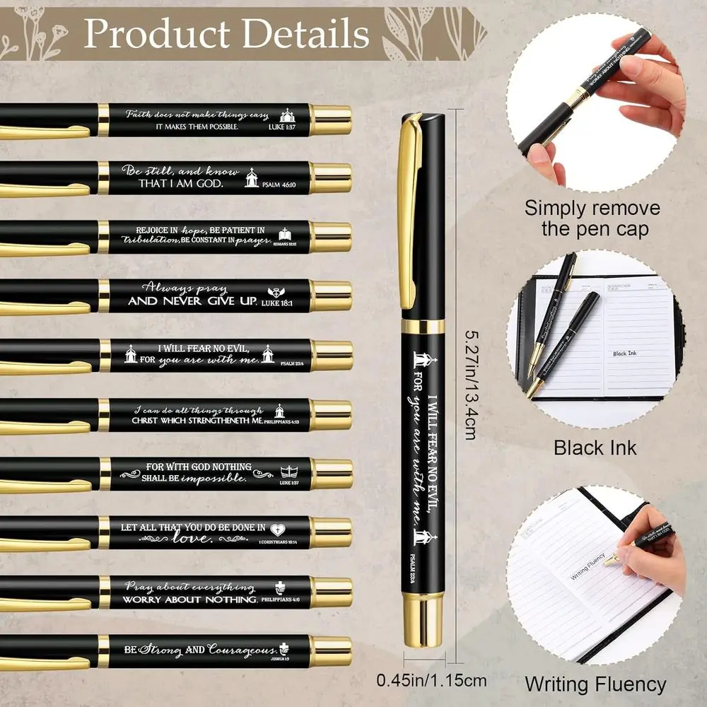 สมุดโน้ตหนังคริสเตียนพร้อมปากกา - ของขวัญคริสต์มาสที่เหมาะสำหรับผู้เข้าโบสถ์และกลุ่มศึกษาพระคัมภีร์