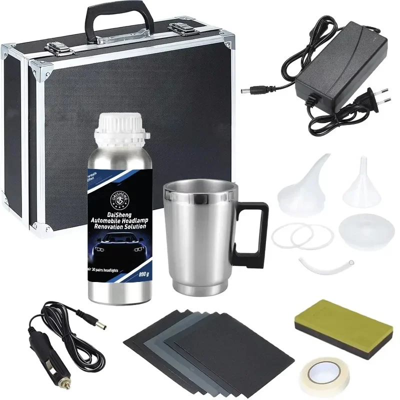 Auto Headlight Polishing Kit 800g/600ml Headlight Repair Liquid Polymer Refurbishment Cleaning Auto Tools