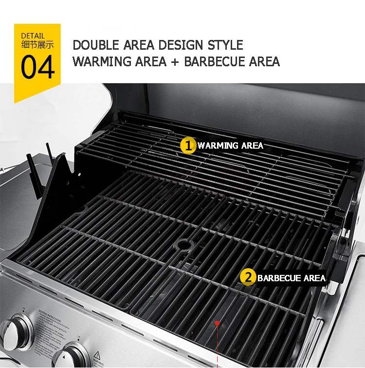 IT-6092 Professional Heavy Duty Outdoor Garden Large Commercial Auto Ignition 4 Burners Smokeless BBQ Machine Barbecue Gas Grill