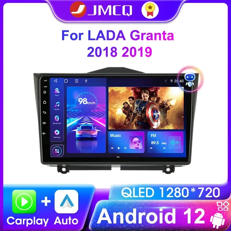 JMCQ Android 12 Car Stereo Radio Multimedia Video Player For LADA BA3 Granta Cross 2018 2019 Navigation Carplay 2 Din Head Unit