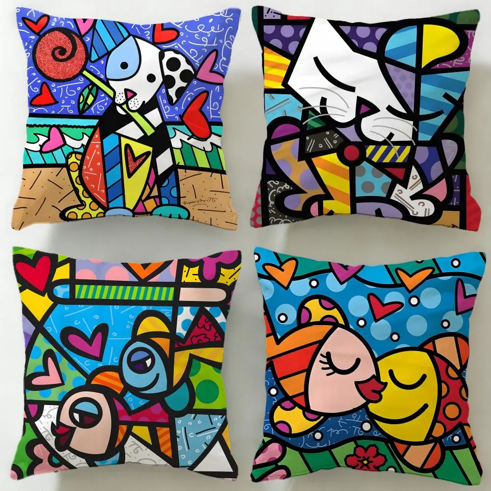 Classic Artist Britto Cushion Cover Soft & Easy-Wash Pillow Case – Versatile for Couch, Bed, Travel and Office
