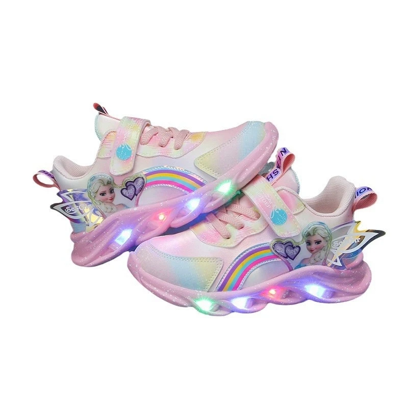 

Hot Sales Fashion Children Leisure Shoes Princess Girls Shoes Infant Tennis Lighted Glowing Kids Sneakers Toddlers