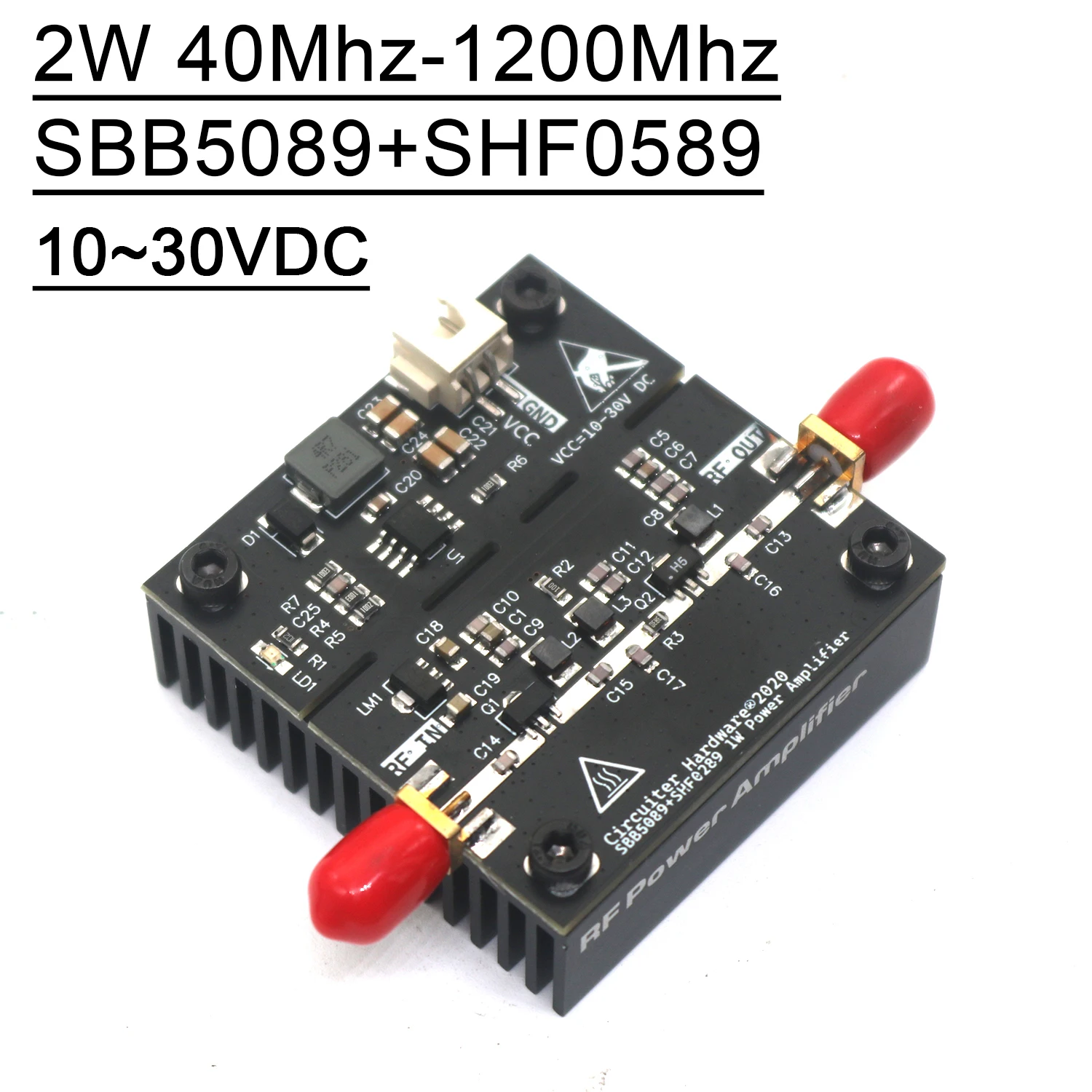 SBB5089+SHF0589 40~1200M 2W RF POWER Amplifier Transmitter Signal Ham Radio VHF UHF Drone Walkie Talkie GNSS LORA Helium Miner