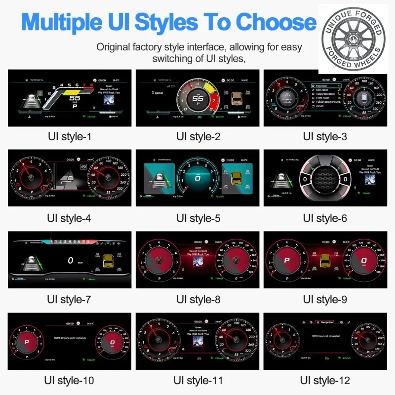 26 Style Car Digital Cluster 12.3 Inch LCD Dashboard For Volkswagen Golf 6 2010-2012 Auto Speedometer Linux System
