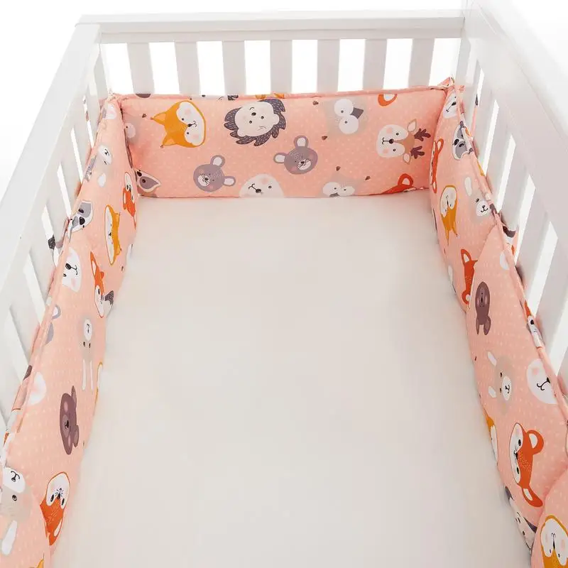 Baby-Bettwäsche-Set, 4 Stück, Baumwolle, Kinder-Sicherheitsbett um die Baumwollmischung, Anti-Kollisions-Anti-Fall-Babybett-Stoßstangenpolster für Kinder