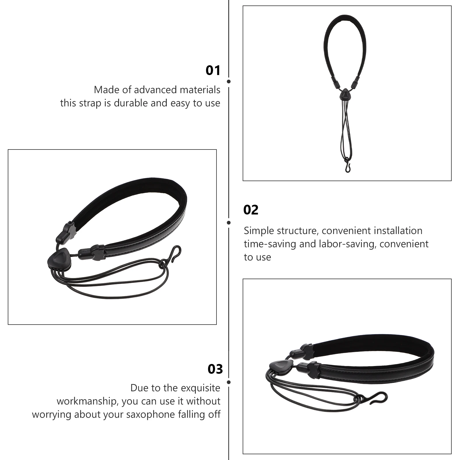 Универсальный шейный ремень для саксофона, 1 шт., сверхпрочный мягкий плечевой ремень с усиленной строчкой для комфорта длинных игр
