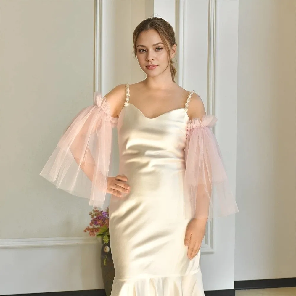 Wedding Accessories Double-Layer Bridal Gloves Elastic Solid Color Pleated Gloves Black Chiffon Gloves Women