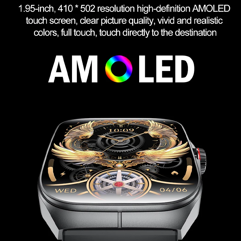 MAOYUAN Men's Smart Call Watch 1.95-inch LED Full Screen Touch Heart Rate Monitoring 5.3 Bluetooth Connection Smart Call Watch